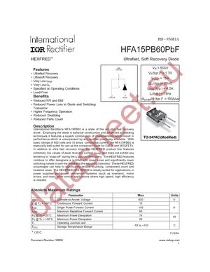 HFA15PB60PBF datasheet  